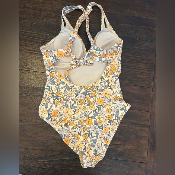 NWT One Piece Tummy Control Deep V Neck Double Straps Back Tie Swimsuit - Picture 10 of 15